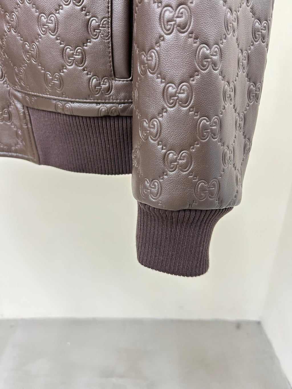 GUCCI GG EMBOSSED LEATHER JACKET