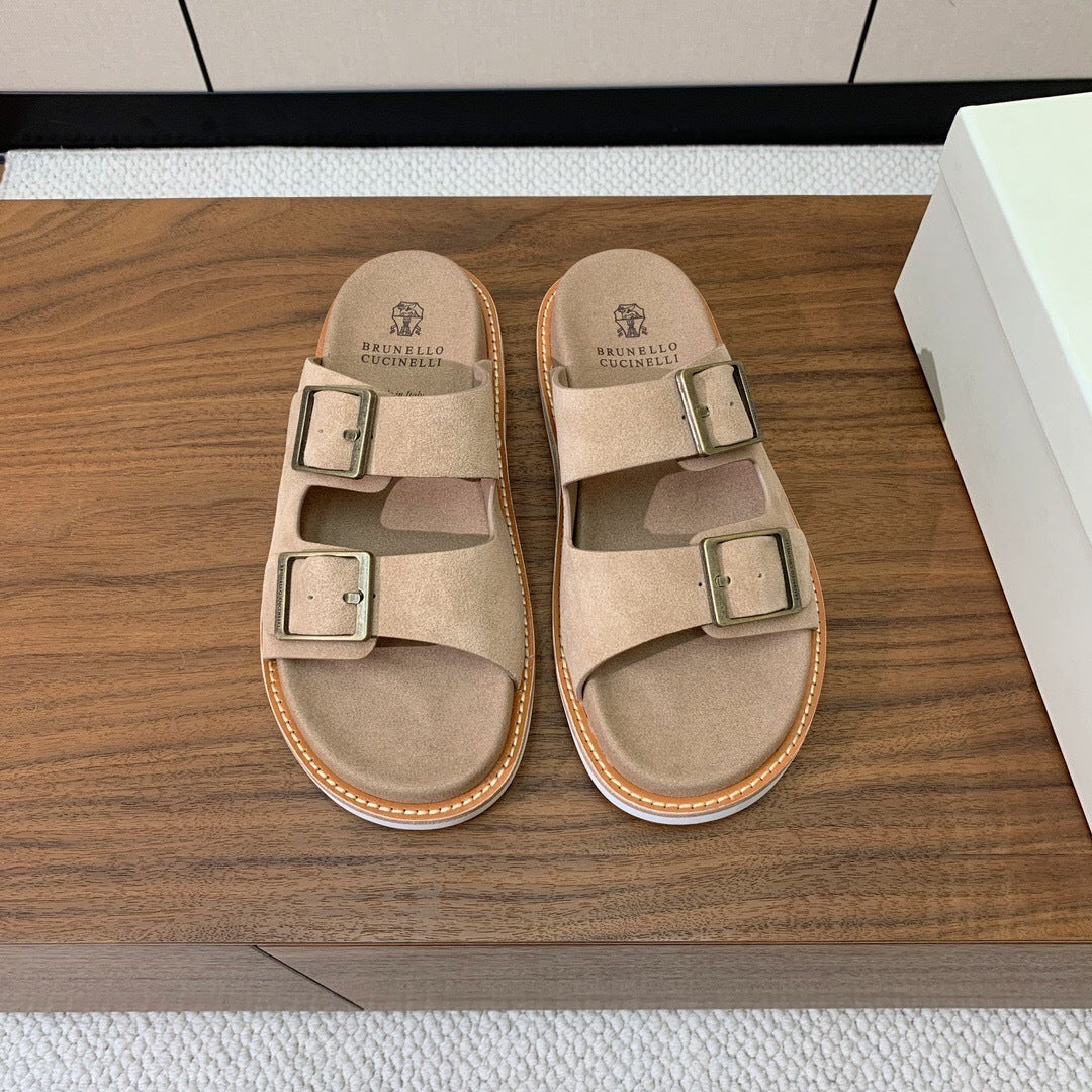 BRUNELLO DOUBLE BUCKLE SANDAL