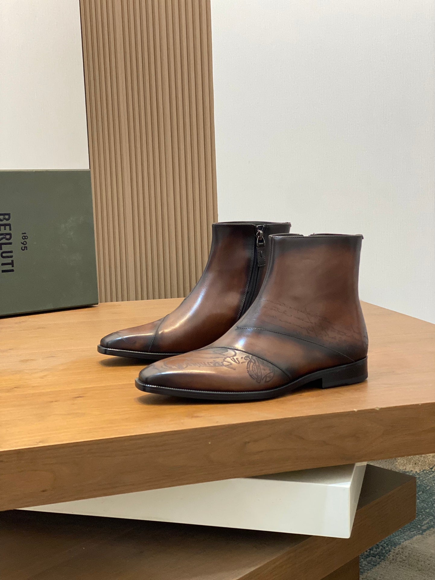 BERLUTI GALET LEATHER BOOT