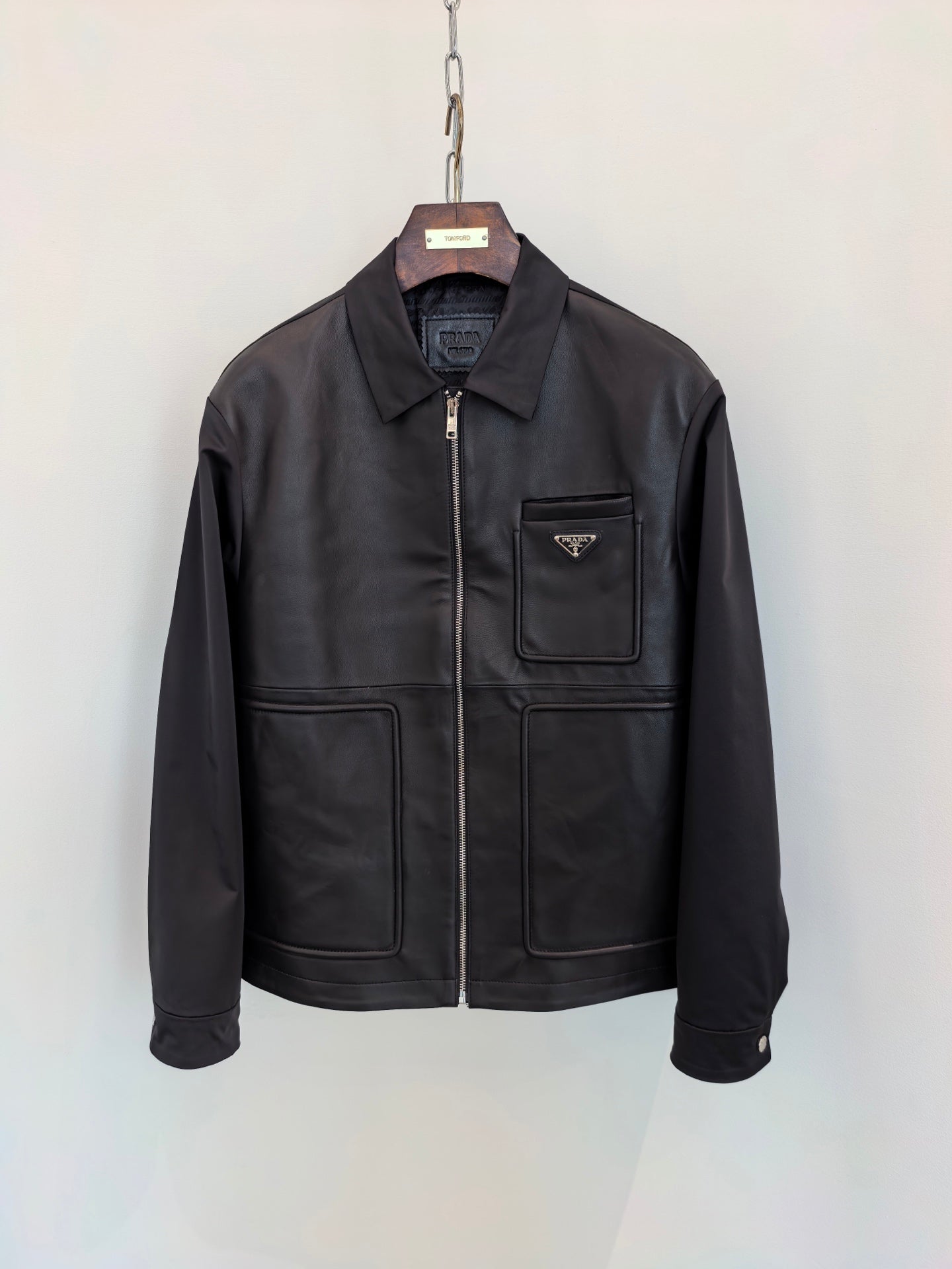PRADA LEATHER ZIP UP