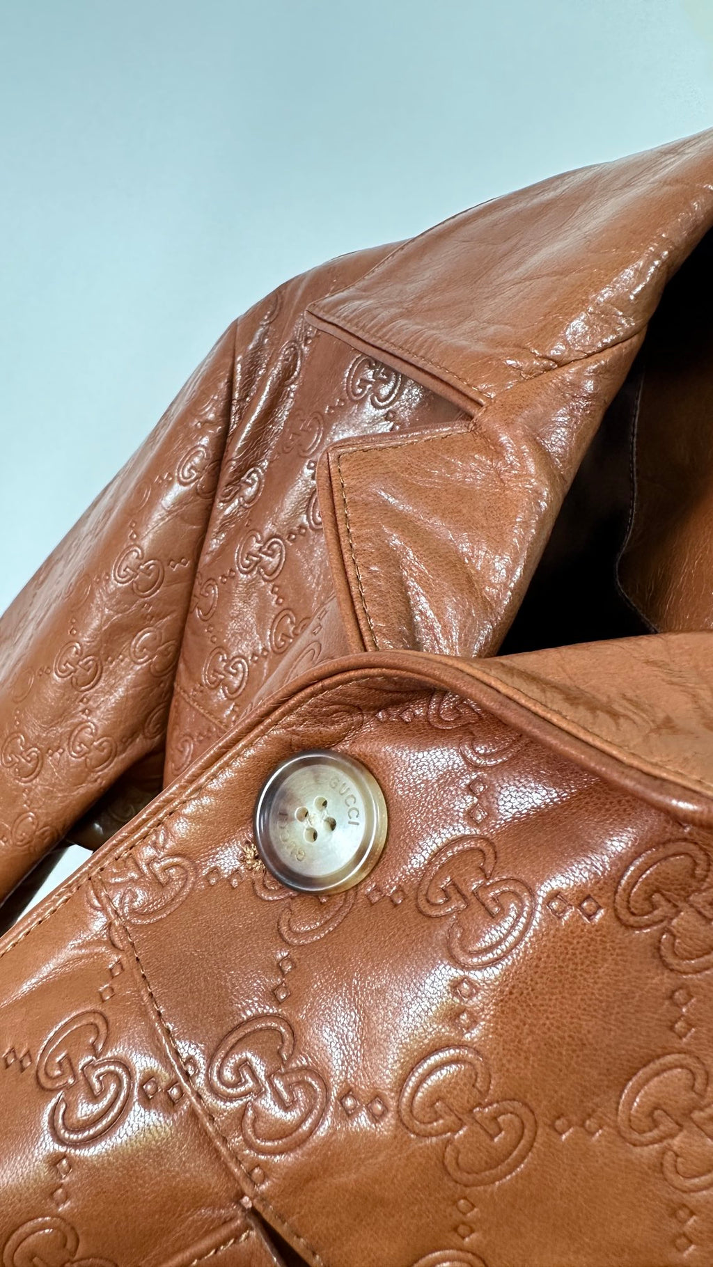 GUCCI GG EMBOSSED LEATHER SHIRT