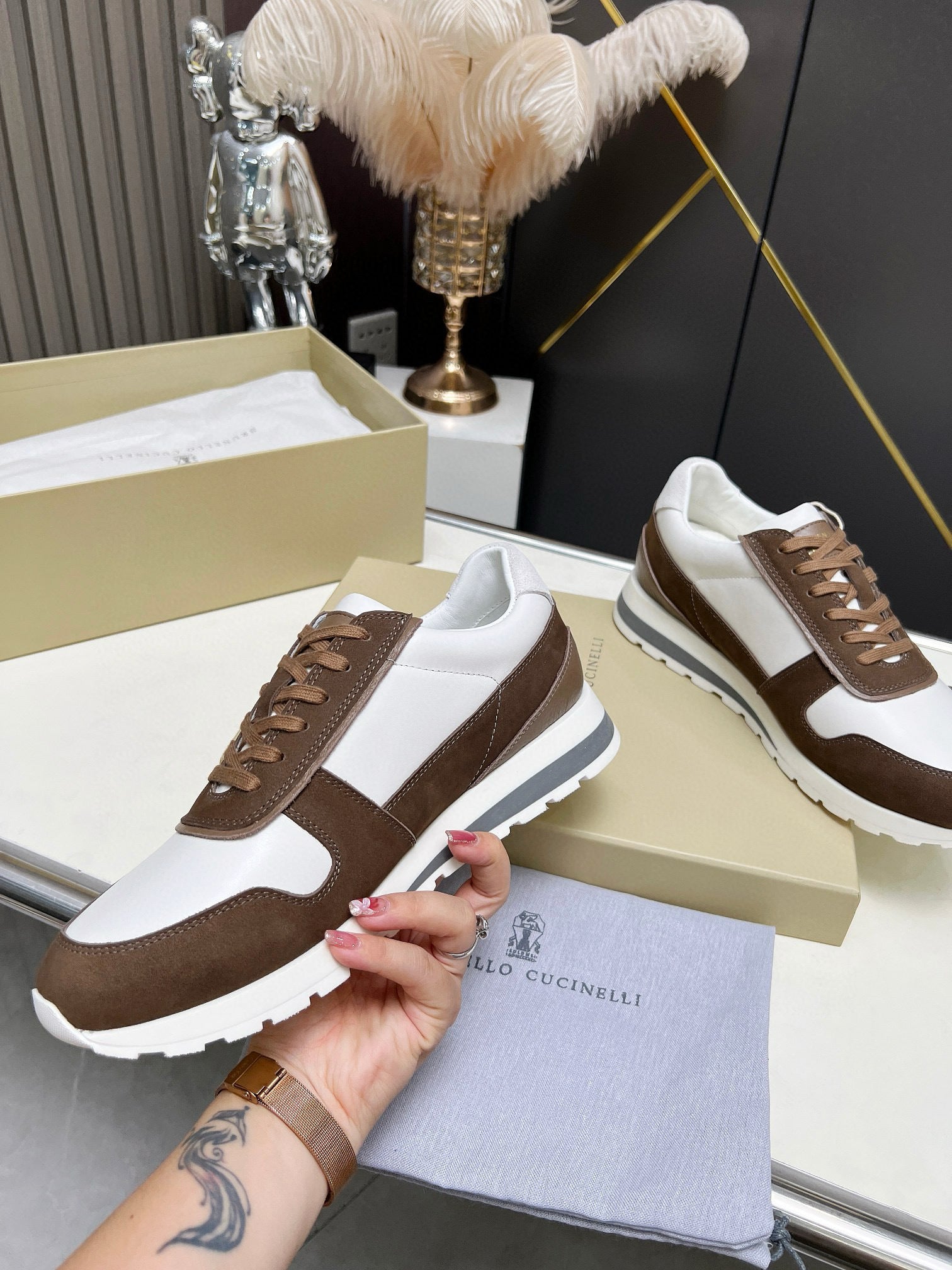 BRUNELLO SUEDE AND CALFSKIN