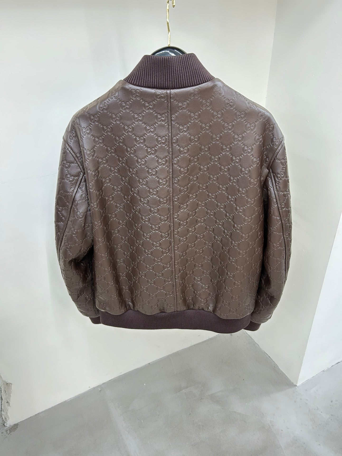 GUCCI GG EMBOSSED LEATHER JACKET