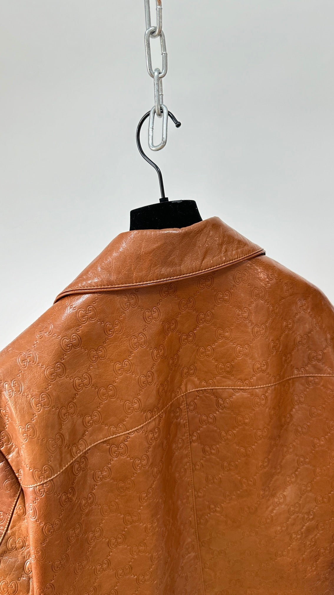 GUCCI GG EMBOSSED LEATHER SHIRT