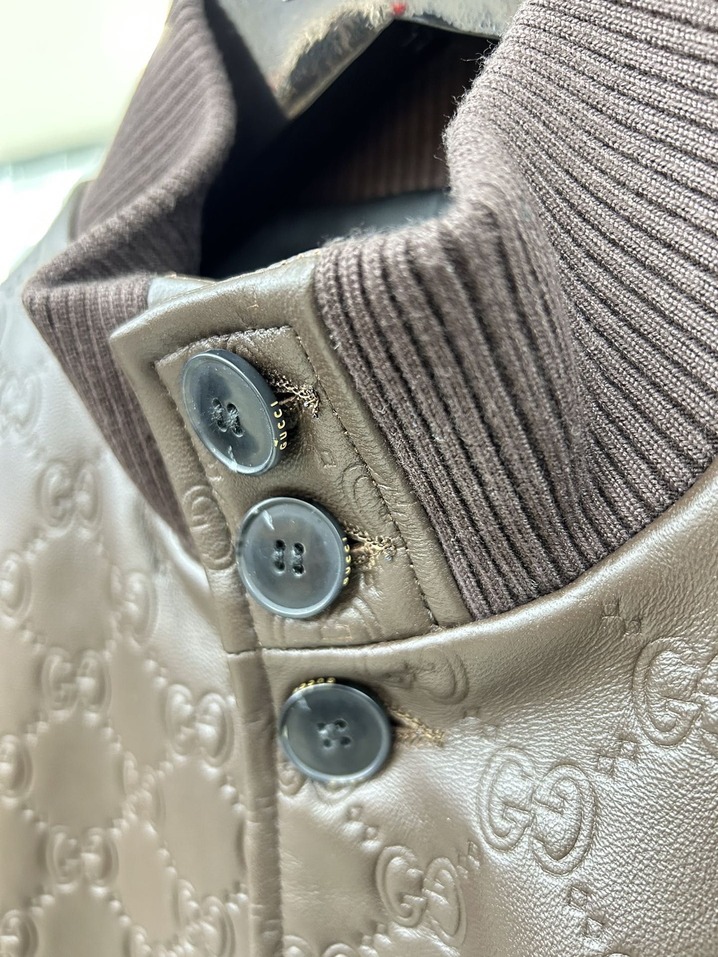 GUCCI GG EMBOSSED LEATHER JACKET