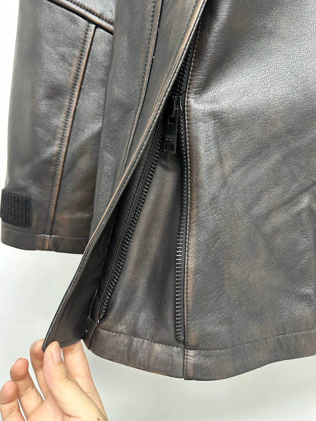 PRADA LEATHER CABAN JACKET