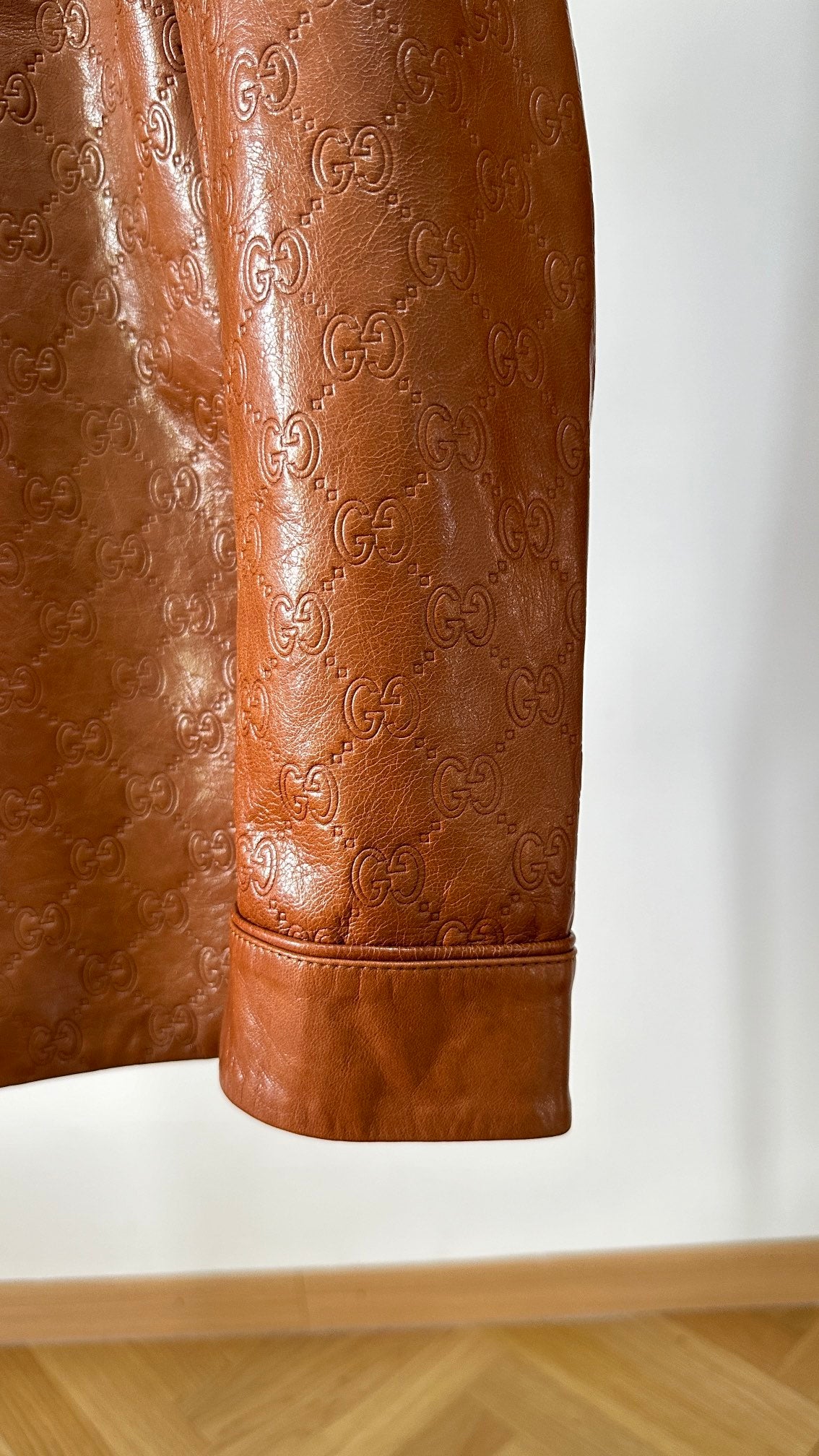 GUCCI GG EMBOSSED LEATHER SHIRT