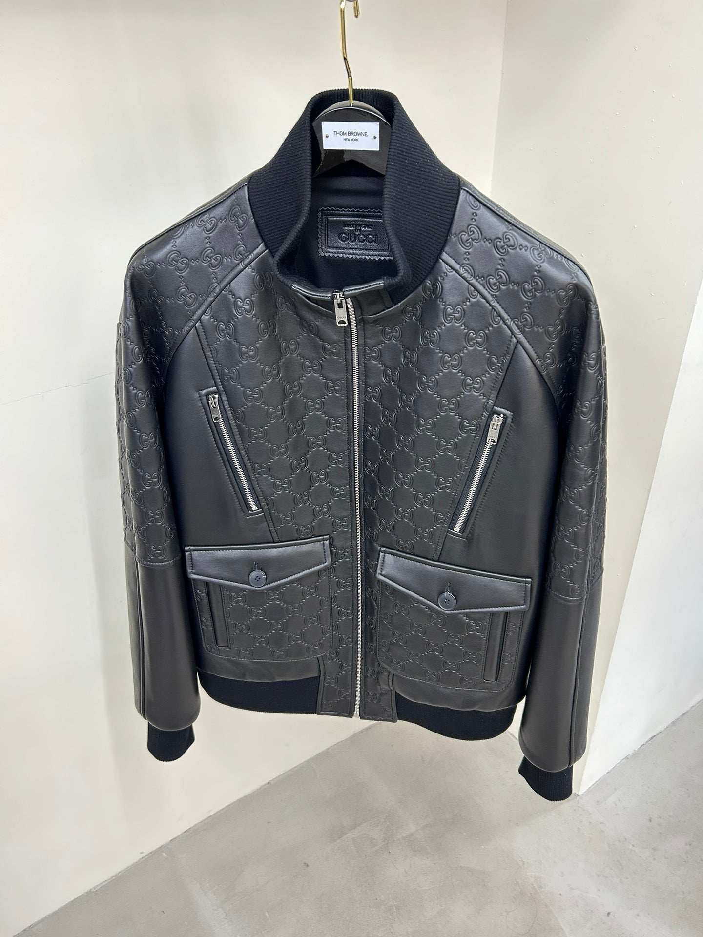GUCCI EMBOSSED LEATHER JACKET