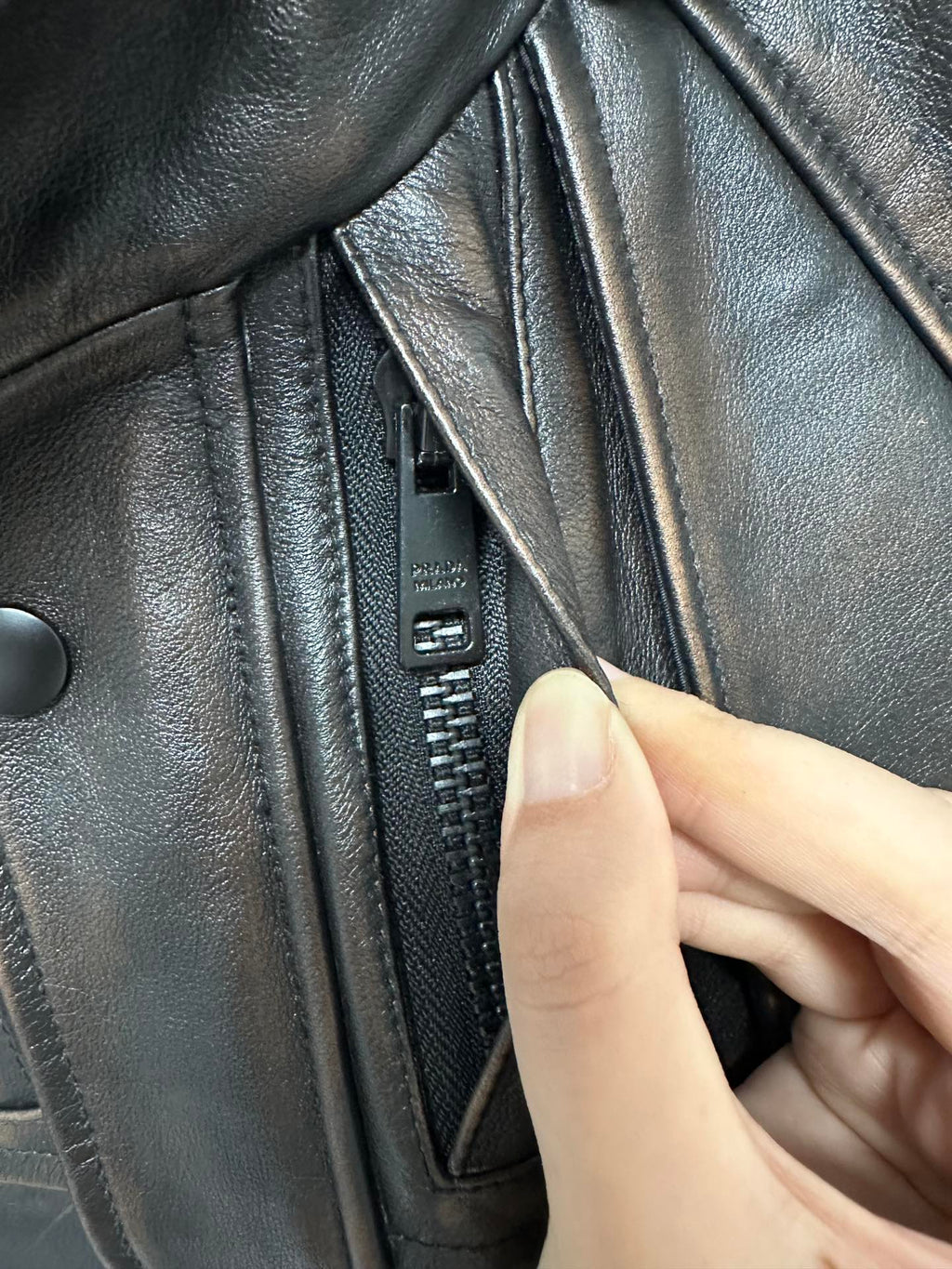 PRADA LEATHER CABAN JACKET